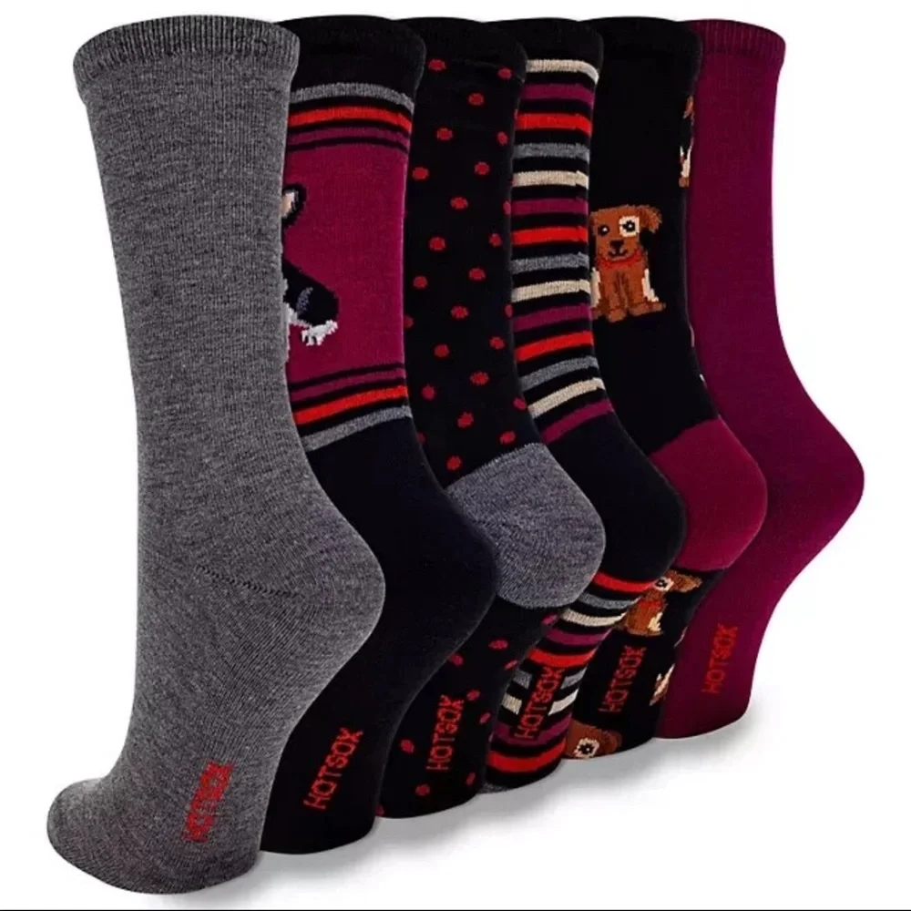HOTSOX 6 Pairs Women’s Dogs Crew Socks Gift Set